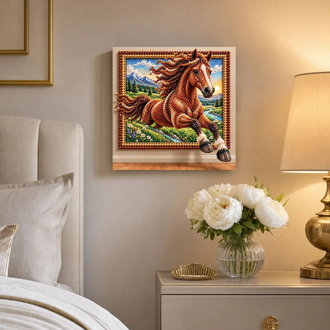 Pearl Painting Kit for Adults Horse with Frame 11.81x11.81in