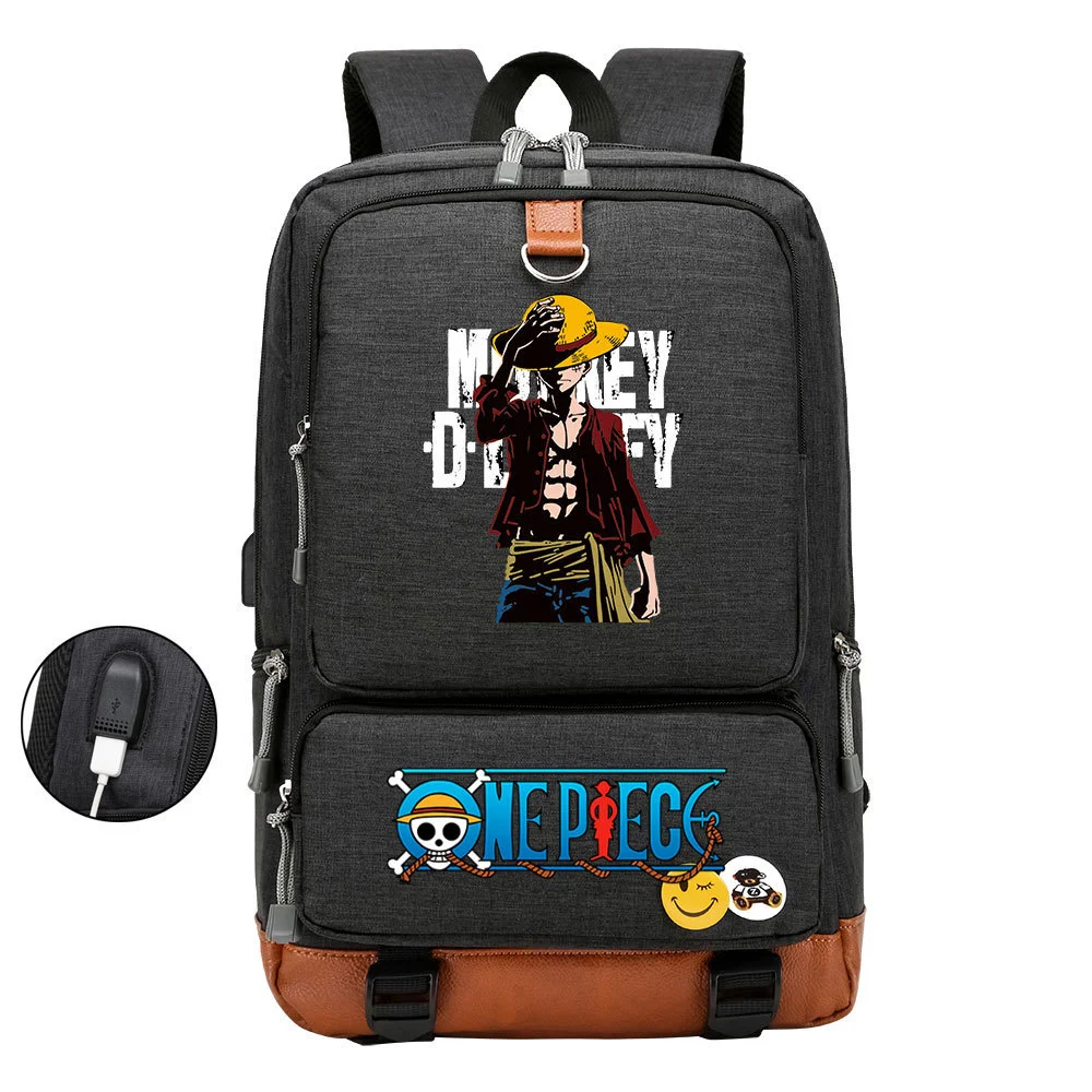 Buzzdaisy Anime-inspired One Piece Backpack with USB Charging Port and 15-inch Laptop Compartment - Perfect for School or Travel