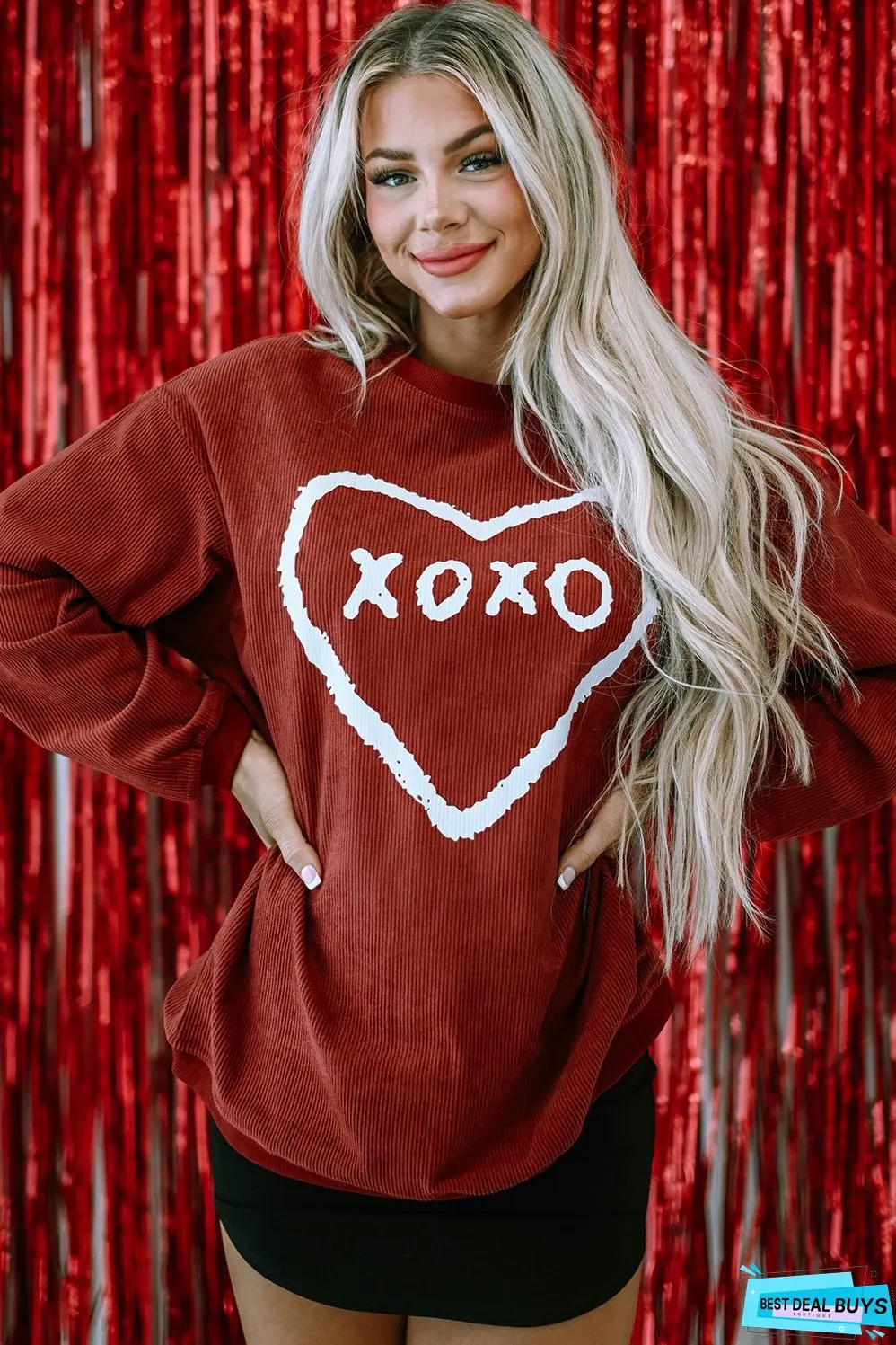 XOXO Heart Graphic Corded Sweatshirt