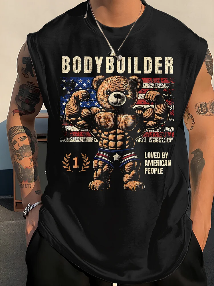Men's Body Builder Loved By American People Art Print Tank Top