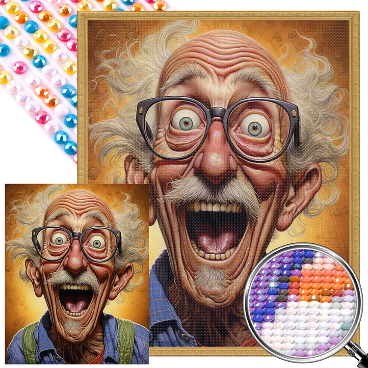 Partial AB Drill - Full Round Drill Diamond Painting -Laughing Old Man - 40*50cm