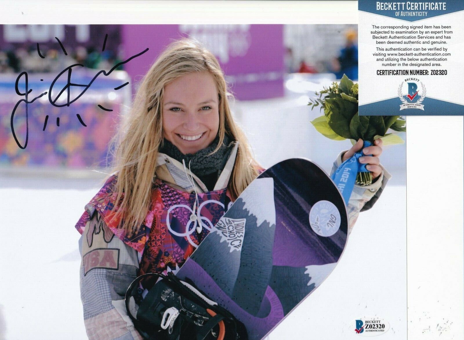 JAMIE ANDERSON signed (U.S SNOWBOARDER) Olympics 8X10 Photo Poster painting BECKETT BAS Z02320