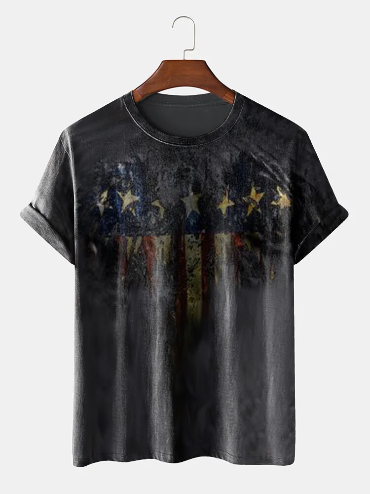 Casual Flag Print Short Sleeve T-shirt