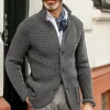 Men's Lapel Plain Cardigan Sweater