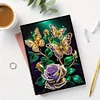 (US Local)DIY Diamond Art Diary Book Journal Notebook 60 Pages A5 Diary(Butterfly Rose)
