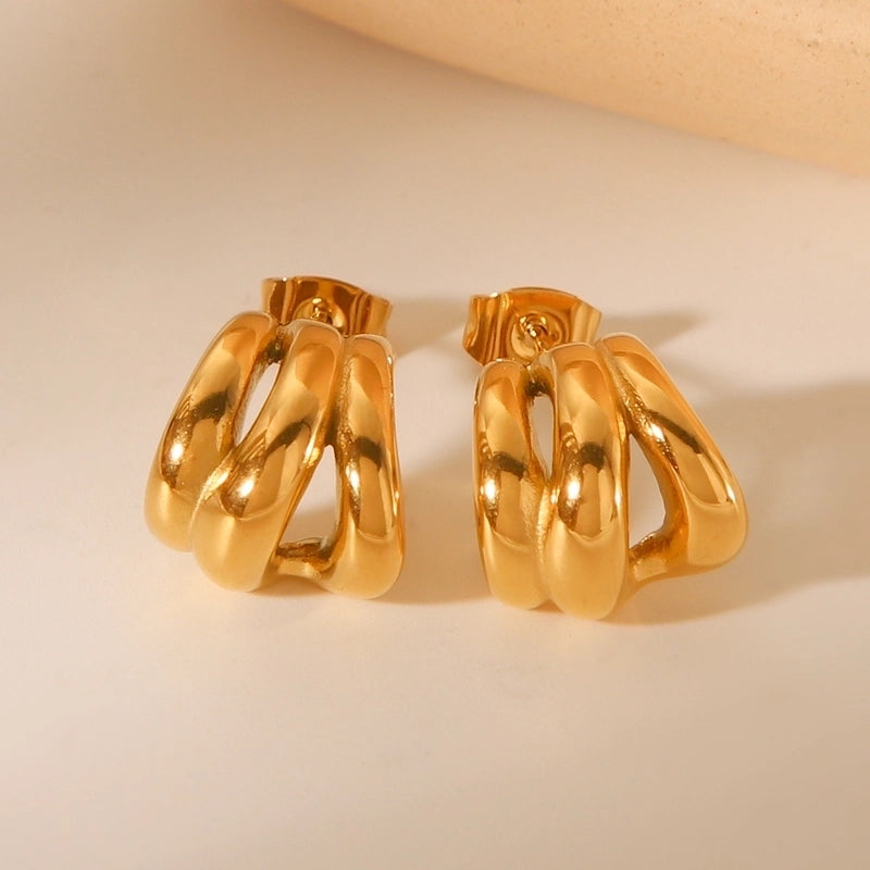 1 Pair IG Style Casual Geometric 304 Stainless Steel Titanium Steel 18K Gold Plated Ear Studs