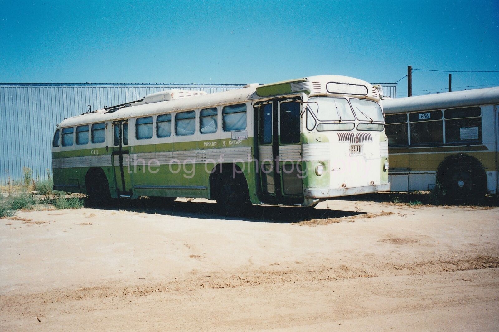 Old Bus FOUND Photo Poster paintingGRAPH ColorOriginal Snapshot VINTAGE 810 14 U