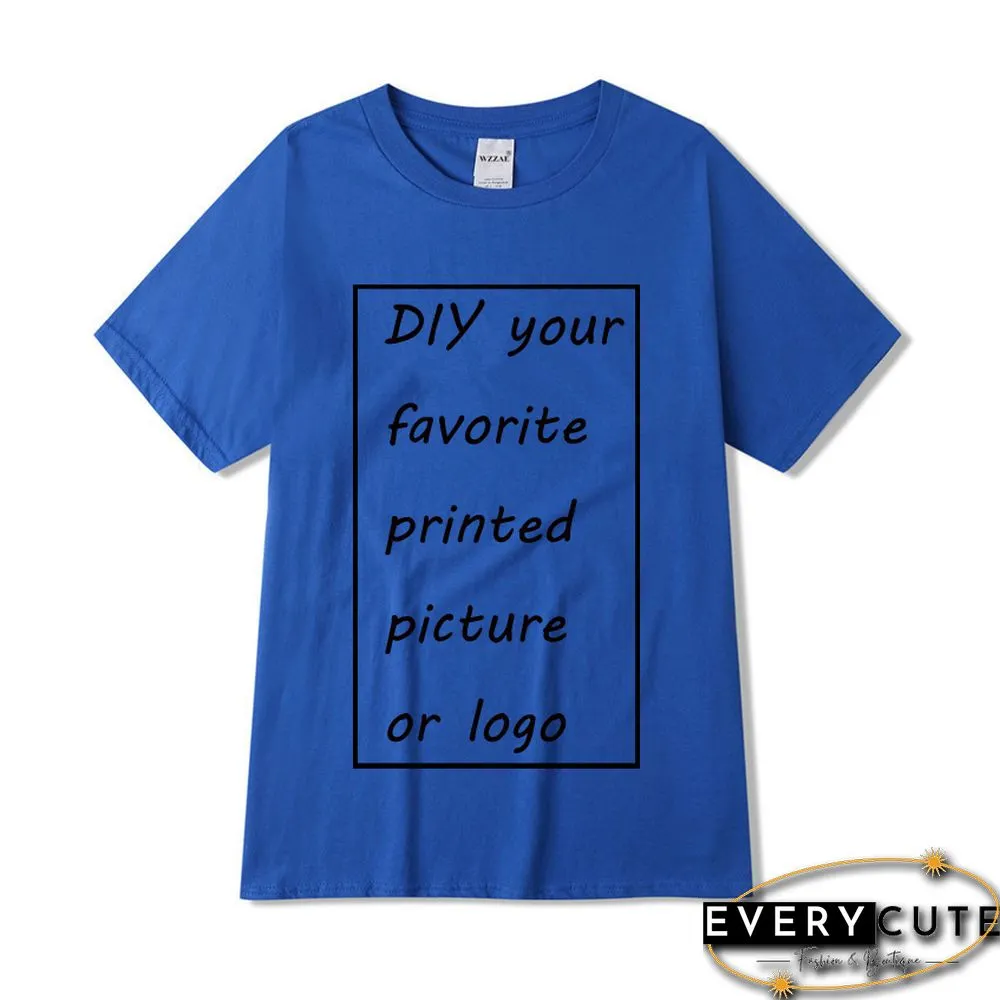 Customized Printed Leisure T Shirt Harajuku Women Tee DIY Your Like Photo Or Logo White T-shirt Fashion CustomShirt