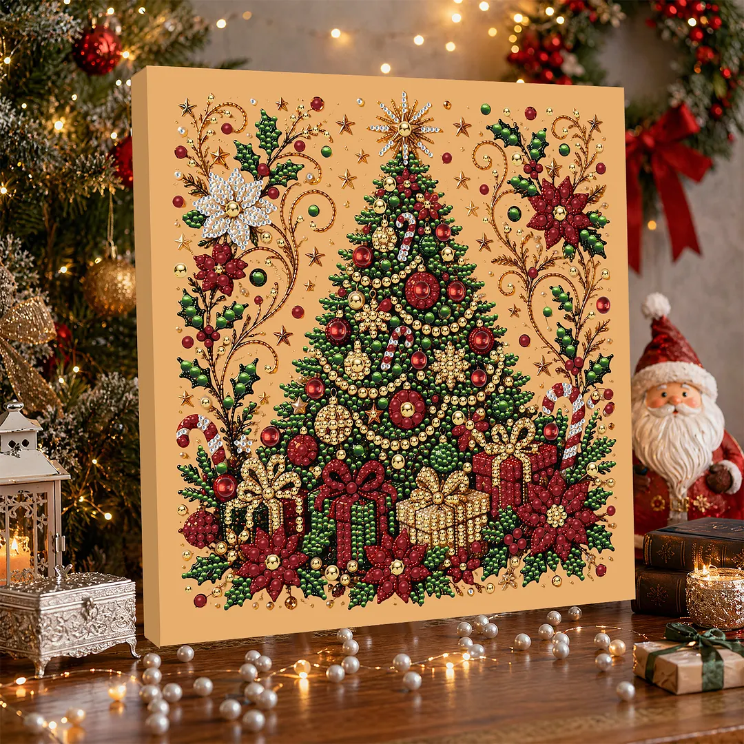 DIY Diamond Painting Kit with Frame 30x30cm Christmas Tree 3D Art Craft