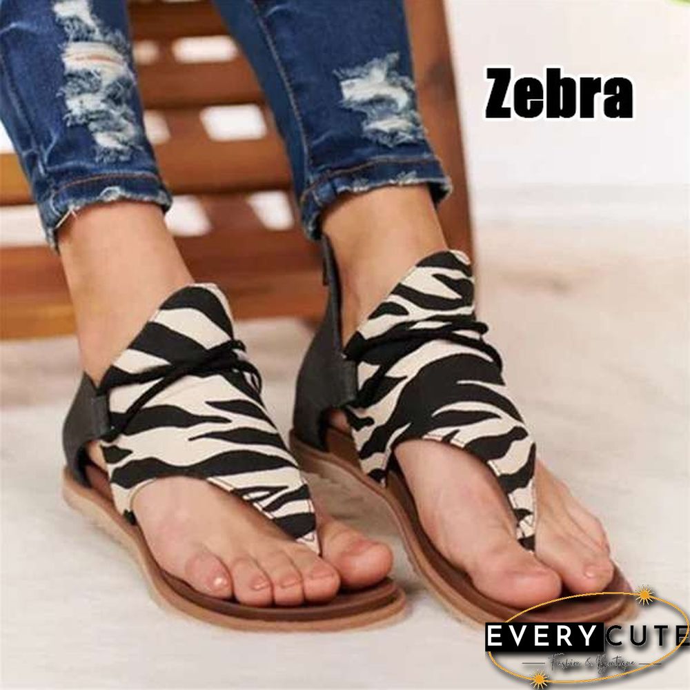 New Women Large Size Slingback Sandals Women Casual Leopard Flip Flops Fashion Animal Print Sandals Sandale Femme Rome Belt Buckle Flat Sandals Sandalias Femininas