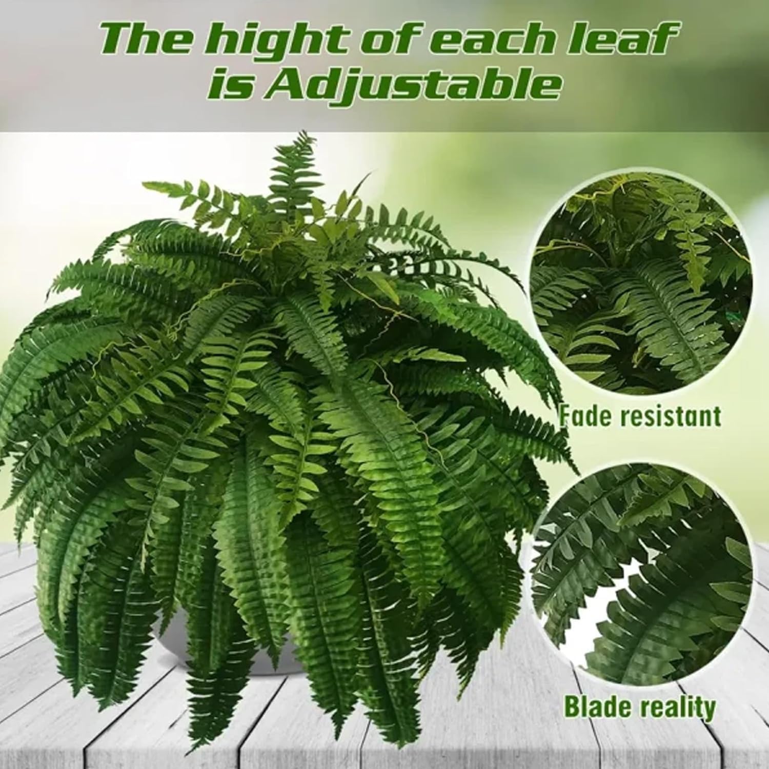 🌱 UV Resistant Ferns Artificial Plants Large for Planters, Office & Home Decor, Outdoor & Indoor