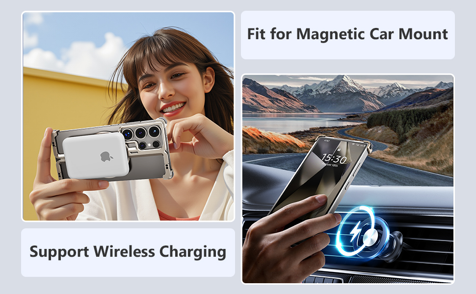magnetic galaxy s25 ultra compatible with car mount and wireless charging