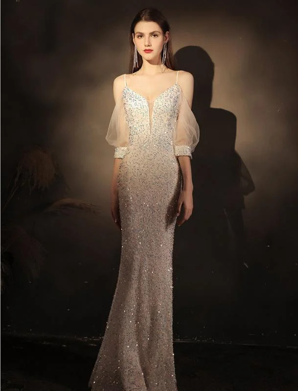 Sequined Slim Mermaid Evening Dress-zachics