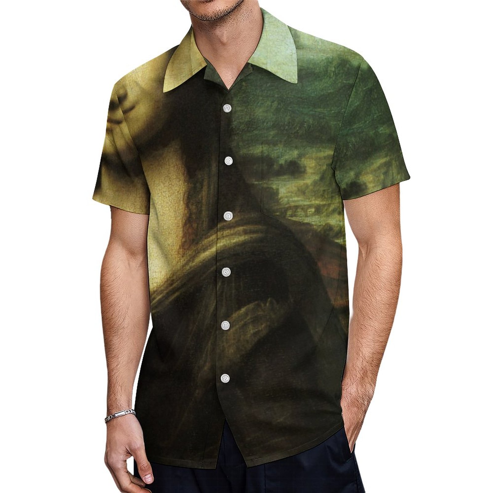 Mona Lisa By Leonardo Da Vinci Renaissance Art Hawaiian Shirt Mens Button Down Tropical Hawaii Beach Shirts
