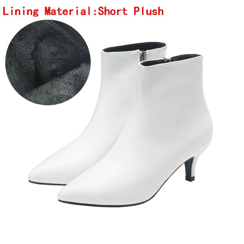 2018 autumn and winter new style with fine pointed high heels Martin boots white boots leather boots Women's boots spring wedgie