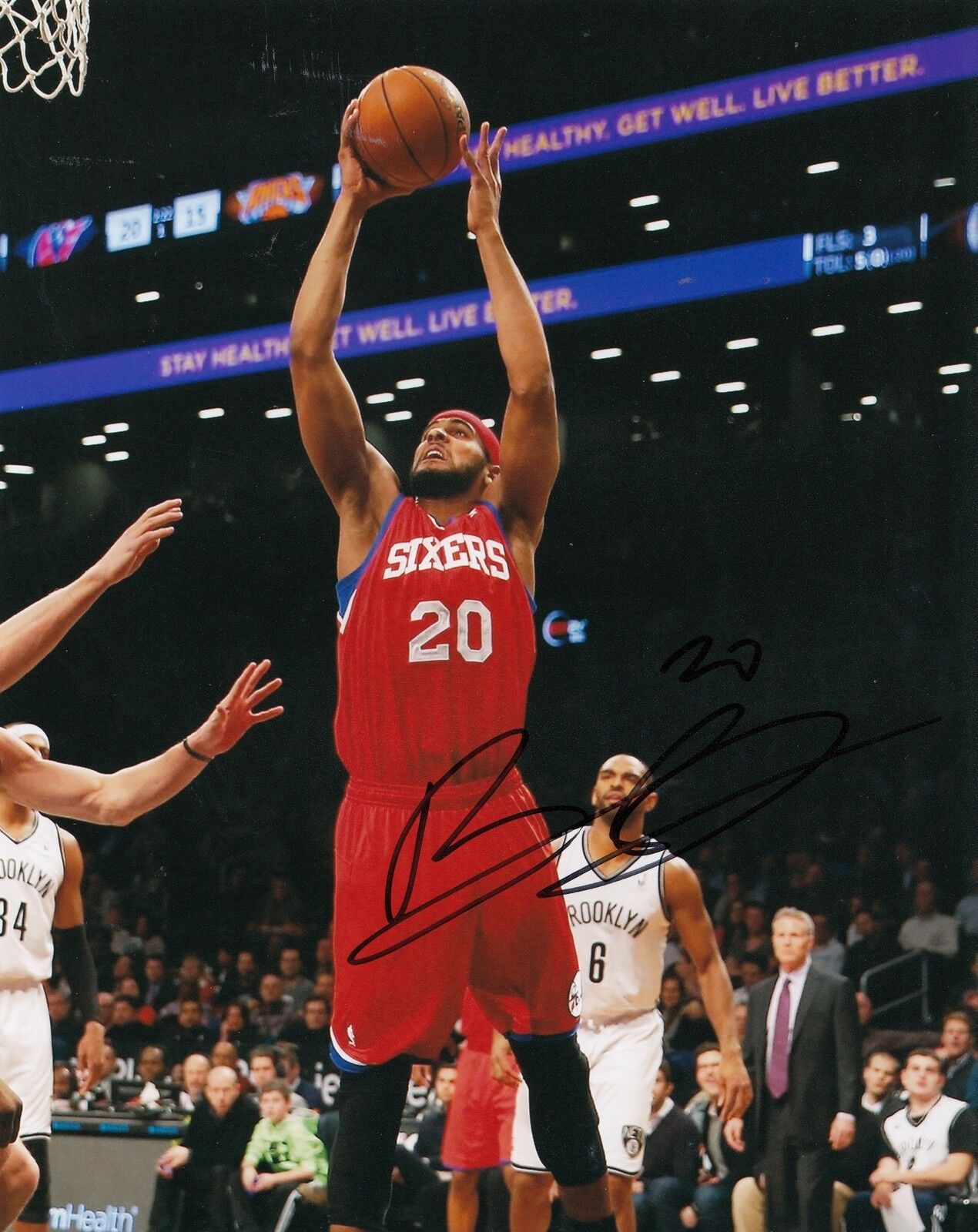 BRANDON DAVIES signed *PHILADELPHIA 76ERS* basketball 8X10 Photo Poster painting W/COA