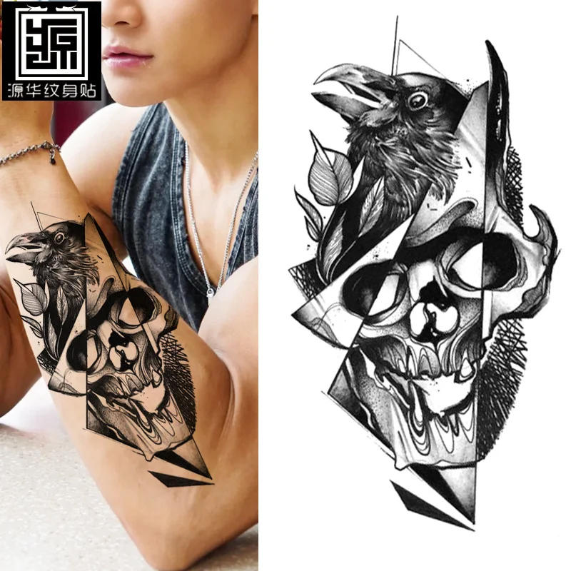 Sdrawing Full Arm Waterproof Tattoo Sticker Totem Animal Skeleton Small Arm Tattoo Sticker