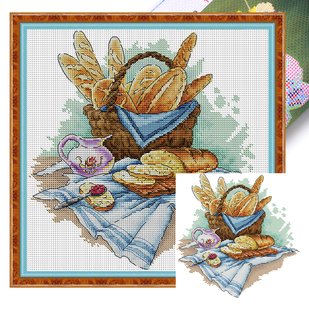 Breakfast Bread Partial 14CT Pre-stamped Canvas(30*31cm) Cross Stitch(backstitch)