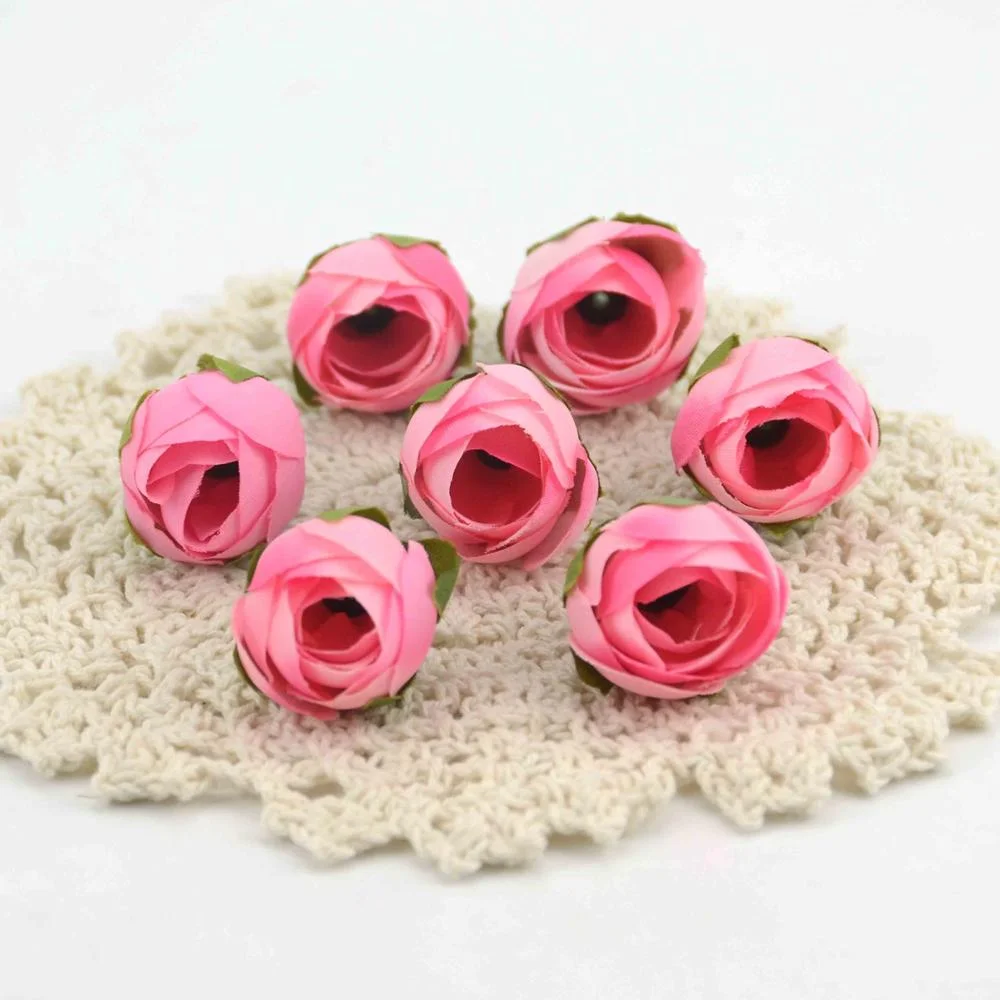 10pcs Cheap Mini Real Touch Silk Artificial Rose Flower Head Camellia Buds Wedding Home Decoration Wreaths Craft Fake Flowers