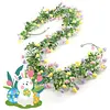 Spring Easter Decoration Garland 210cm Artificial Colourful Garland with Eggs and Green Leaves for Home Party Wall Fireplace Stairs Window