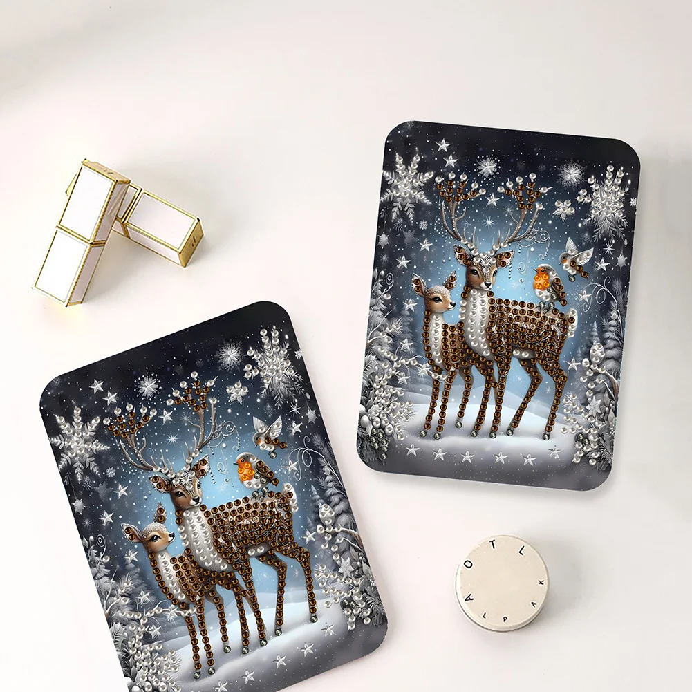 DIY Diamond Art Shiny Crystal Mirror Lightweight Standing Makeup Mirror (Elk)