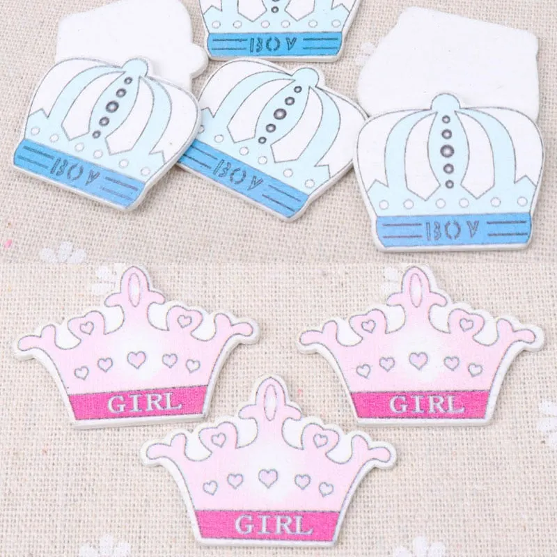 Blue/Pink Baby Series Pattern Scrapbooking Craft DIY Wood For Handmade Sewing Home Kids Birthdays Party Decorations 20pcs 35mm
