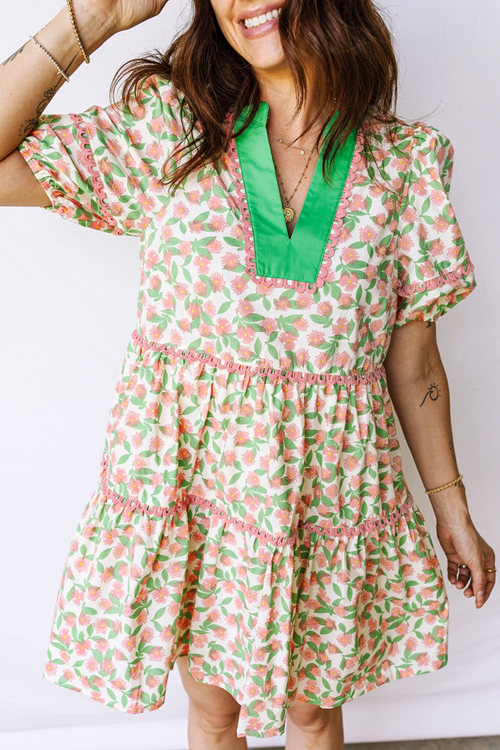 Floral Print Tiered Mini Dress mysite idetrend