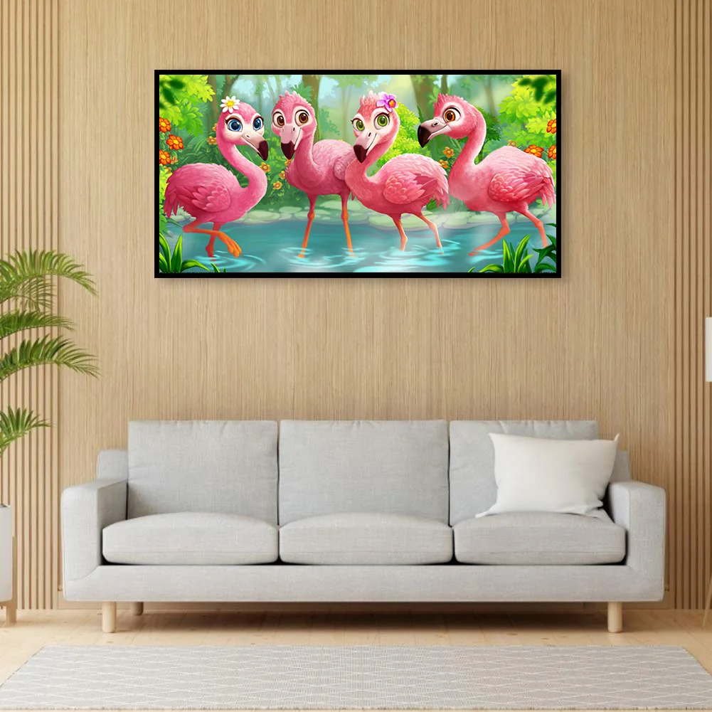 Diamond Painting - Full Round Drill - Cartoon Flamingo(60*30cm)