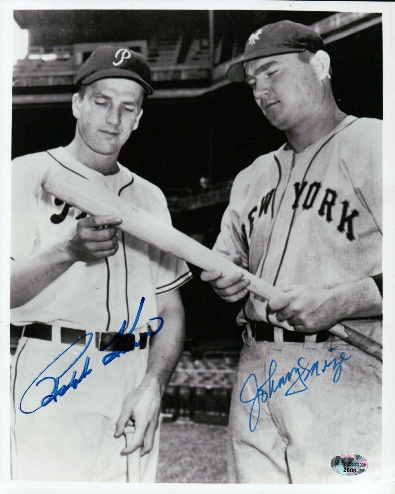 Ralph Kiner - Johny Mize Signed 8X10 Vintage Photo Poster painting Dual Autograph w/COA Giants