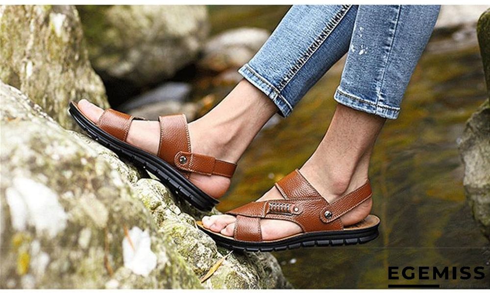 Men Genuine Leather Roman Sandals Male Casual Shoes Flip Flops Fashion Outdoor Slippers Shoes | EGEMISS