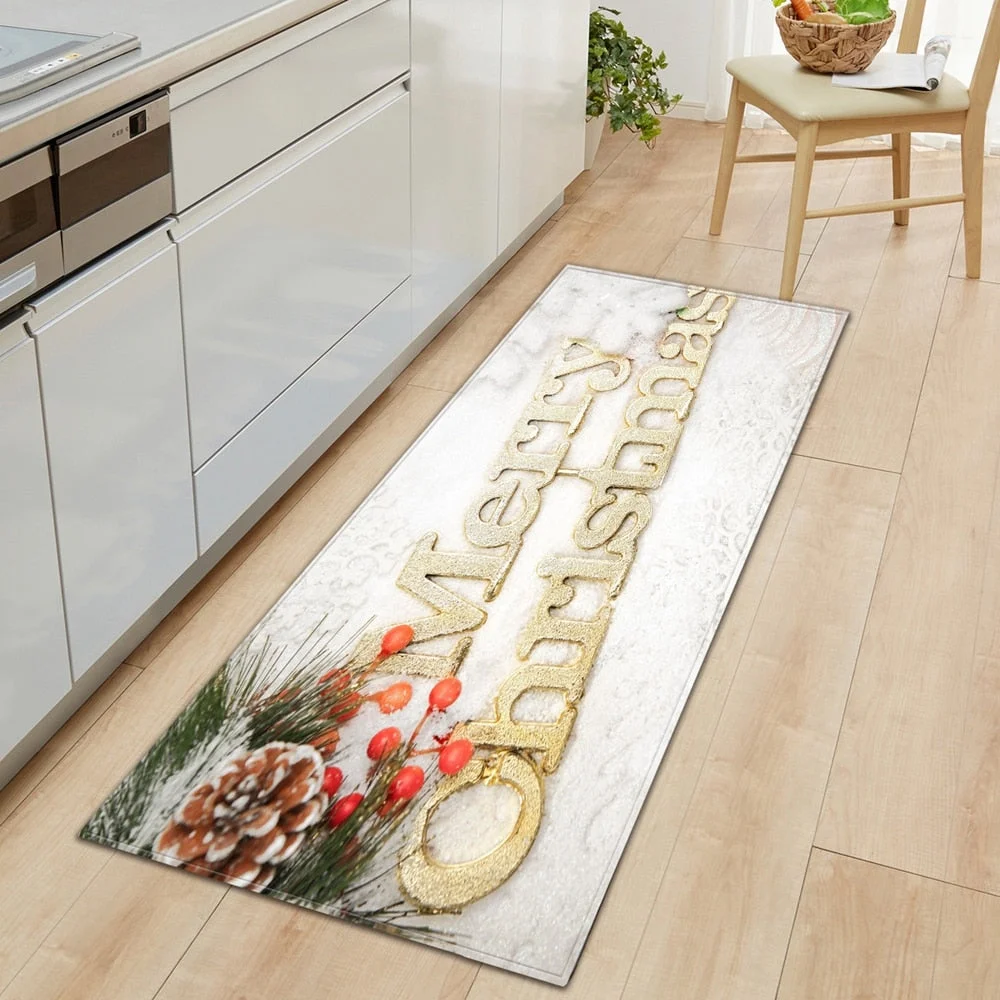 Kitchen Carpet Entrance Doormat Home Mat For Floor Merry Christmas Bedroom Tatami Dcorative Carpet Bath Anti-Slip Hallway Rugs