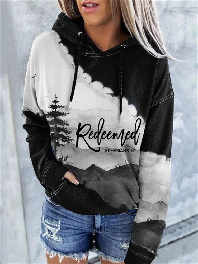 Wearshes Redeemed Lanscape Watercolor Tie Dye Hoodie