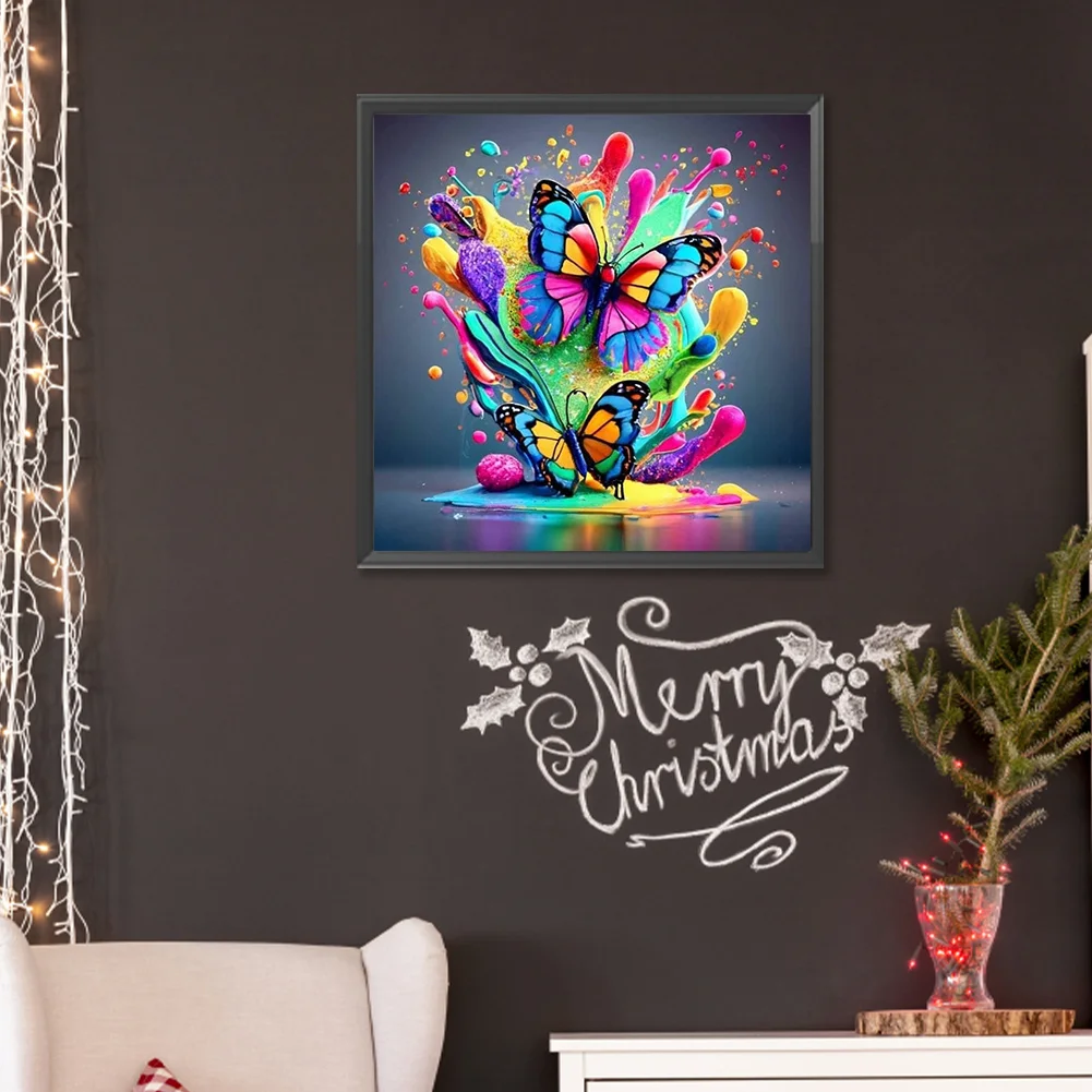 Diamond Painting - Full Round Drill - Colorful Butterfly(Canvas|30*30cm)