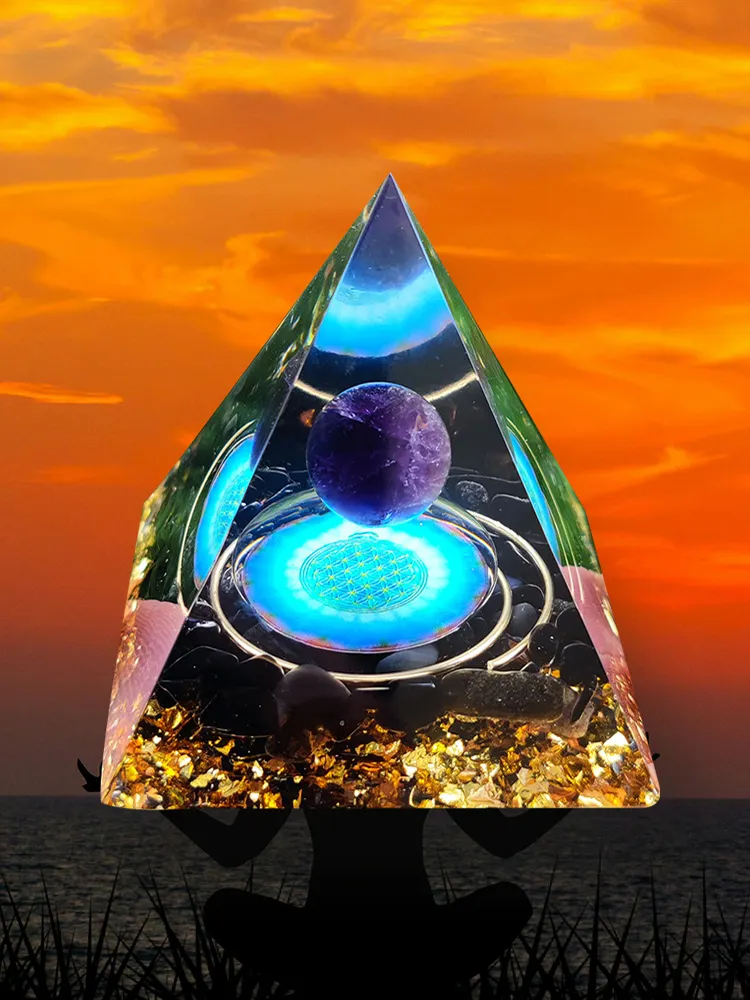 5cm Natural Stone Orgonite Pyramid Healing Crystals Orgone Energy Generator