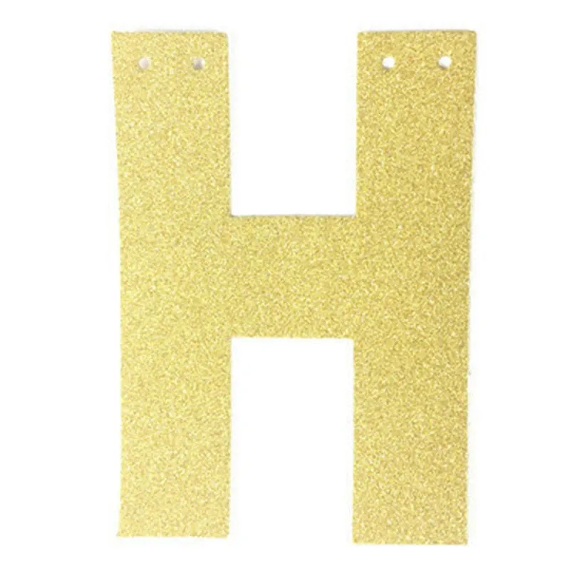 1Pcs/lot 13cm Personalized DIY Gold Glitter Paper Letter Banner Hanging Flags for Wedding Birthday Party Festival Decorations