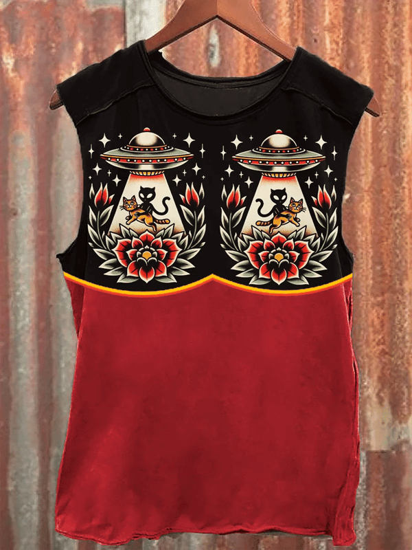 Men's Vintage Western Print Vest