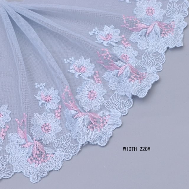 1 Yard 3D Flower Lace Fabric Embroidered Lace Trim Ribbon DIY Wedding Garment Sewing Craft Accessories