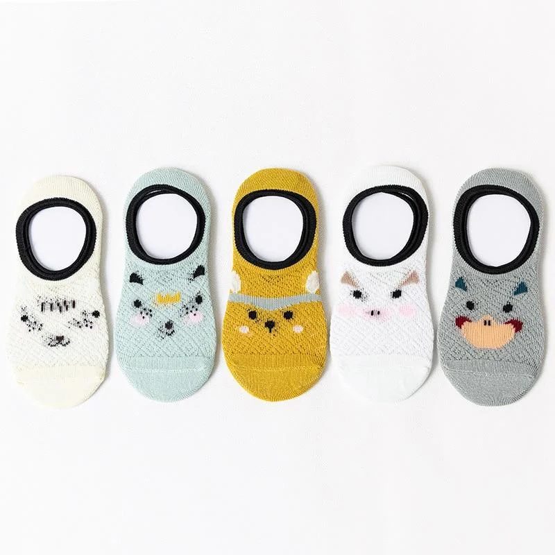 5 Pairs/lot 0 to 4 Years Summer Thin Mesh Socks Children's Cotton Socks Breathable No-Show Non-Slip Boat Socks For Girls Boys