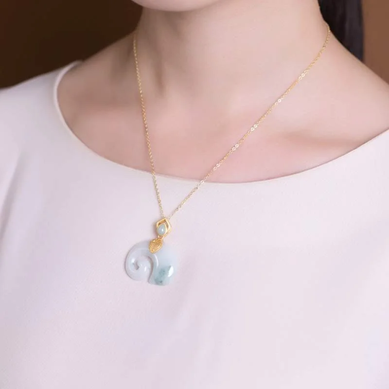 925 Sterling Silver Jade Elephant Abundance Necklace Pendant