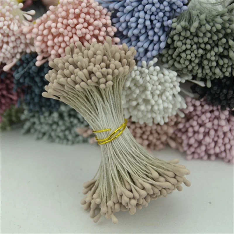 400pcs 1mm Retro Matte Double Heads Mini Flower Stamen Pistil Wedding Decoration DIY Fake Christmas Scrapbooking Gift box craft