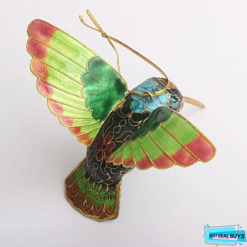 Cloisonne Copper Bodied Kingfisher Hummingbird Pendant Filigree Christmas Tree Pendant Collection