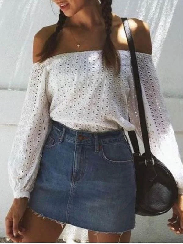 Ladies Sexy Lace Cotton Linen Casual Top-Mayoulove
