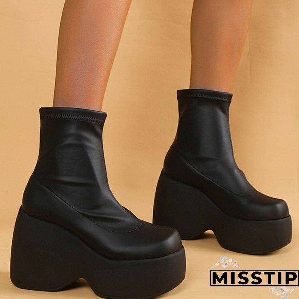 Pure Black Casual Patchwork Solid Color Round Keep Warm Comfortable Out Door Shoes
