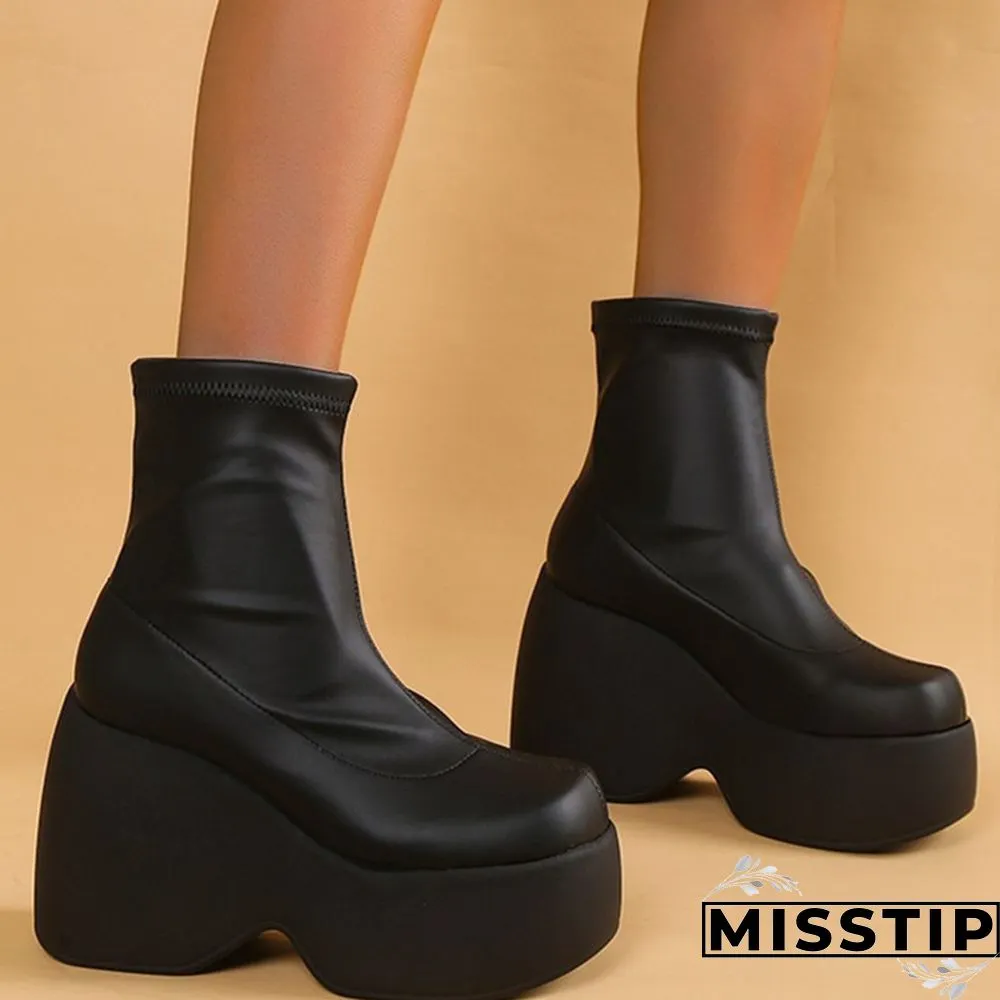 Pure Black Casual Patchwork Solid Color Round Keep Warm Comfortable Out Door Shoes