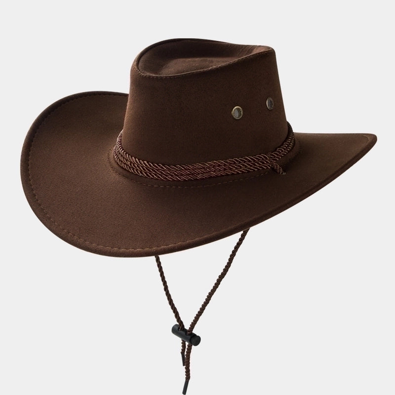 Cowboy Fedora Hat Big Brim Cowboy Hat Suede Outdoor Sun Hat Men’s Riding Hat