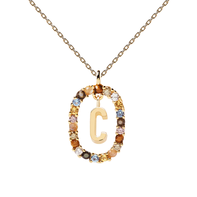 Personalized Gold Initial Gemstone Necklace