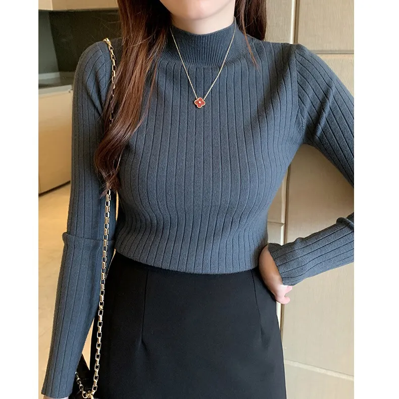 Uveng Uveng Collar Bottomed Bottom Shirt Women With Thin 2025 Autumn And Winter 2025 New Long-Sleeved Knitted Shirt