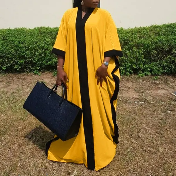 Womens Sleeve Necks Casual Loose Solid Colors Asymmetrical Kaftan Dresses Robes Longues