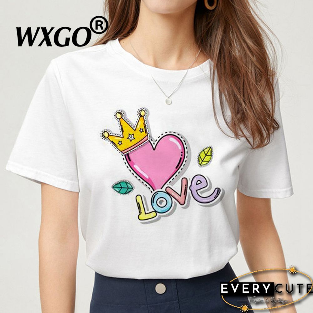 Love You Kiss Me Print Women T-shirt Kawail Crop Tops Sexy Short T Shirt For Women Graphic Tees Female Aesthetic Harajuku