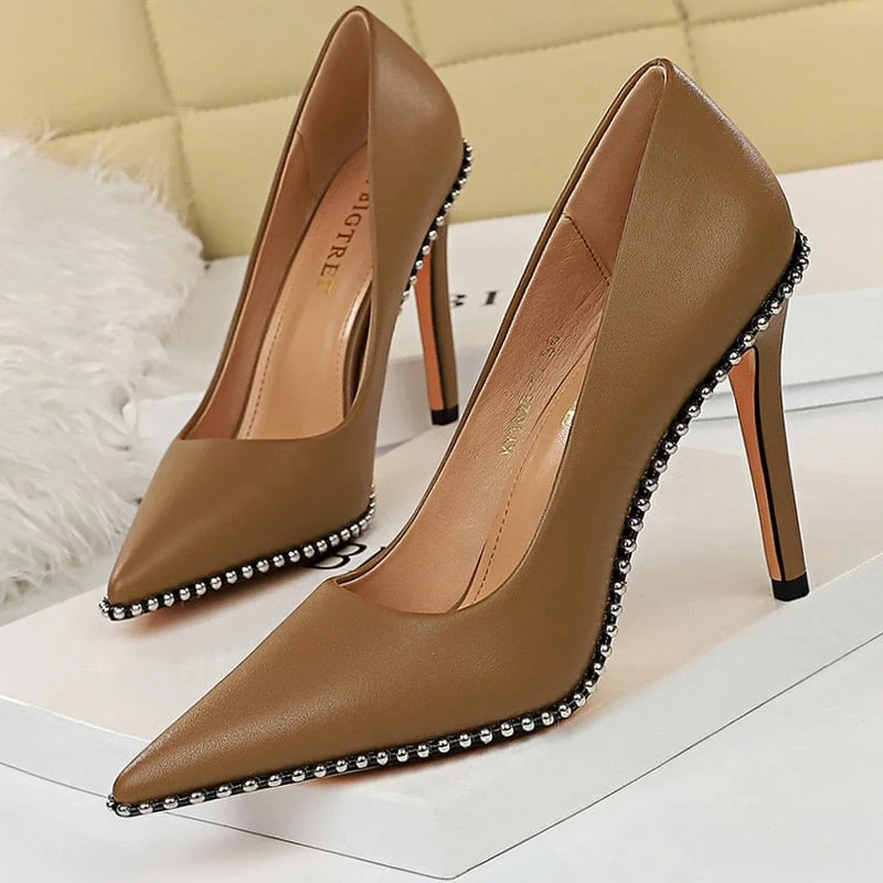 BIGTREE Shoes Rhinestone Women Pumps Sexy Party Shoes High Heels Wedding Shoes Plus Size 43 Female Stiletto Suede Women Shoes